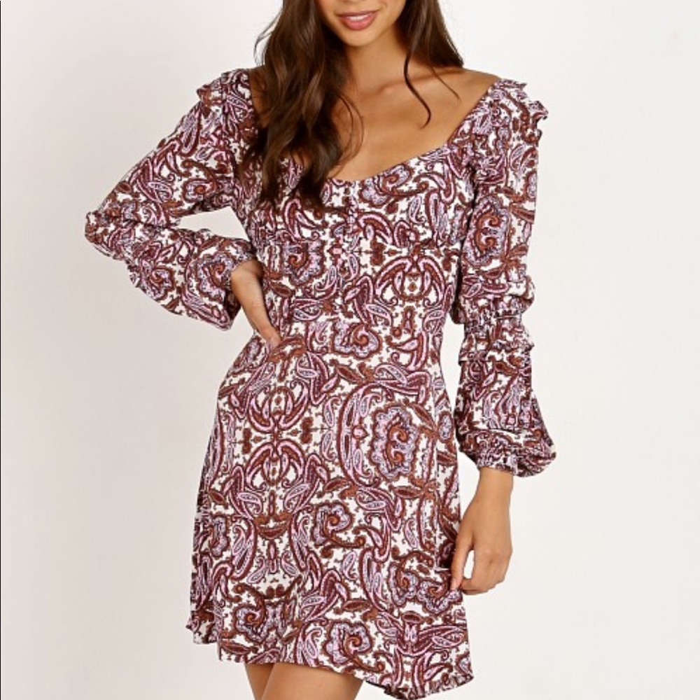 For Love and Lemons Georgi Lilac Paisley Dress XS NWT